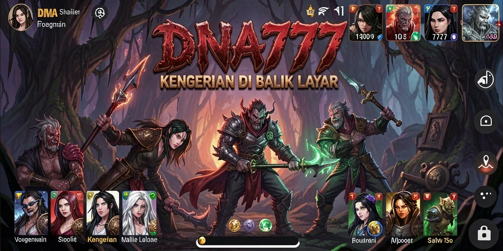 Screenshot utama dari gameplay DNA777 menampilkan suasana horor yang kental.