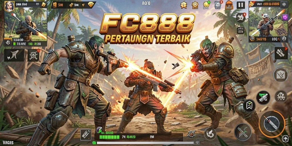 Tampilan gameplay intens dalam pertarungan Battle Royale FC888.