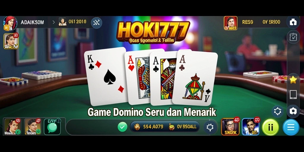 Screenshot gameplay HOKI777 menampilkan suasana seru bermain Domino.