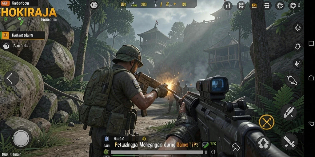 Screenshot utama HOKIRAJA menampilkan aksi mendebarkan dalam gameplay TPS.