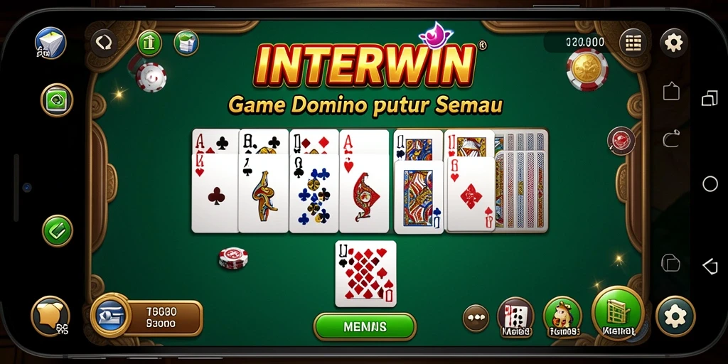 Tampilan gameplay seru dari INTERWIN yang menggambarkan permainan Domino.