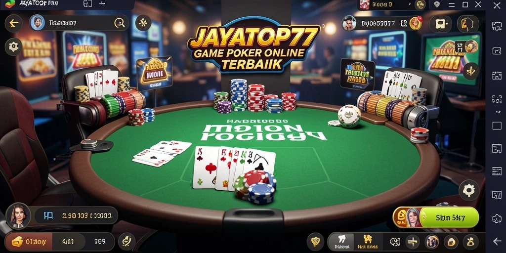 Screenshot utama JAYATOP77 menampilkan aksi seru permainan Poker.