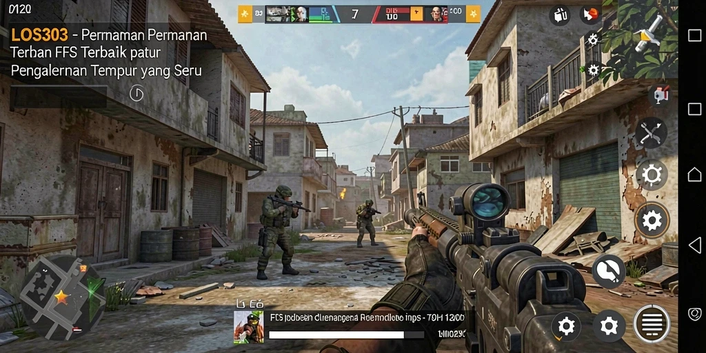 Screenshot gameplay LOS303 menampilkan aksi seru dalam pertempuran FPS.