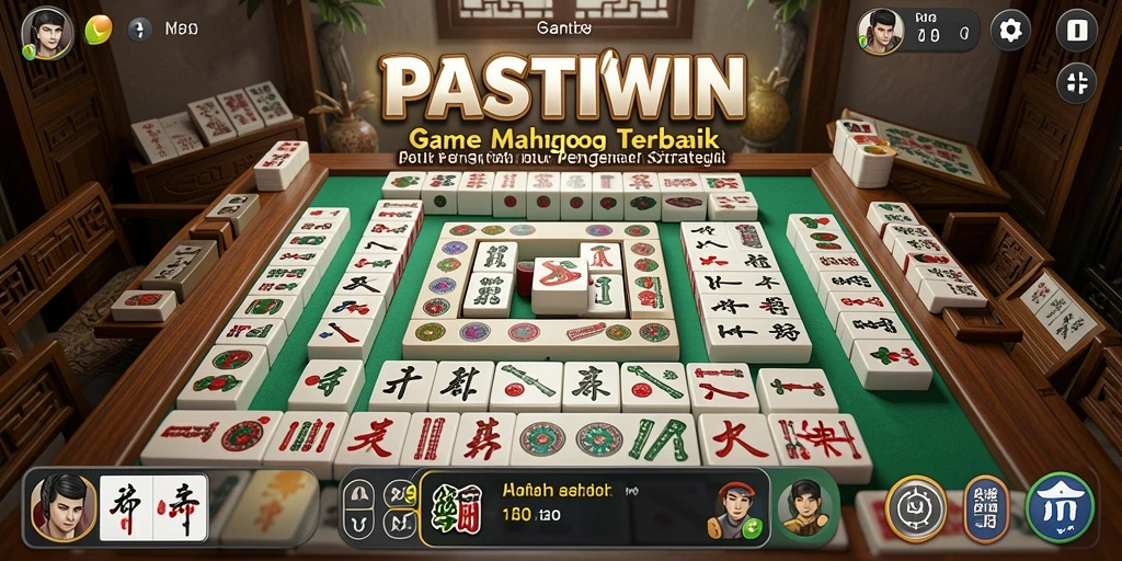 Tampilan gameplay PASTIWIN dengan ubin Mahjong berwarna-warni.