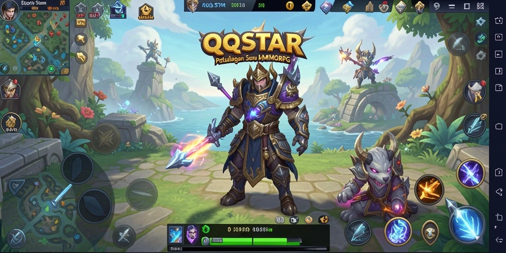 Tampilan gameplay QQSTAR yang menampilkan petualangan seru dalam dunia MMORPG.