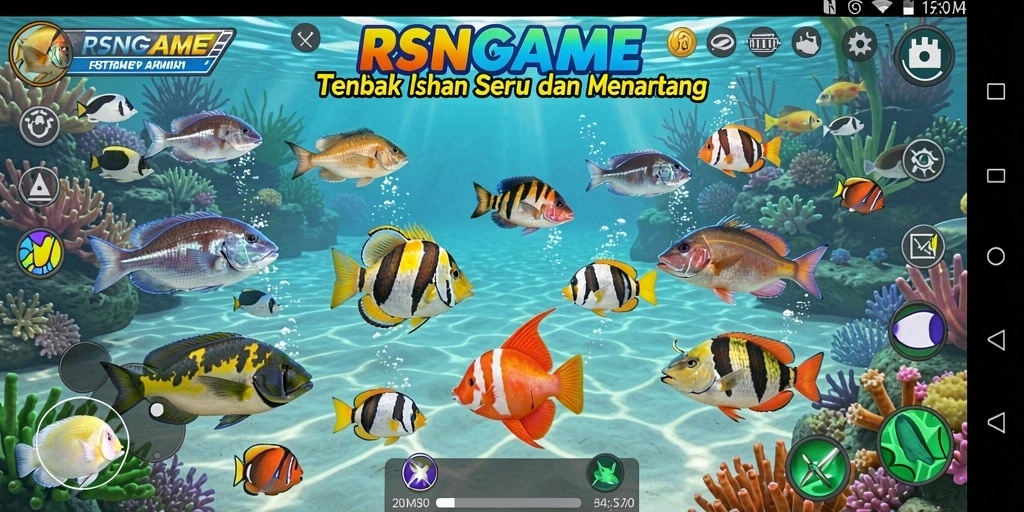 Tampilan gameplay RSNGAME yang menampilkan aksi seru menembak ikan.