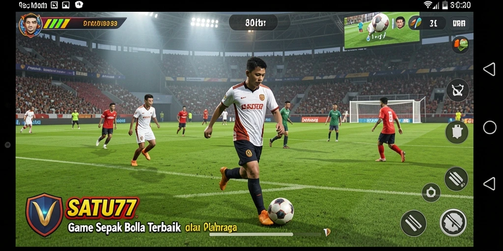 Screenshot utama SATU77 menampilkan momen seru dalam pertandingan sepak bola.