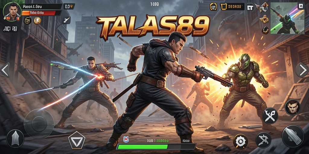 Screenshot utama dari TALAS89 menampilkan aksi luar biasa dalam pertempuran.